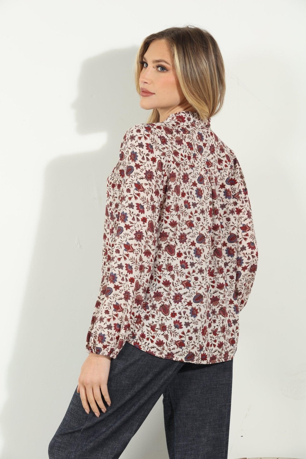 Fiori Satin Tie Neck Blouse - FINAL SALE