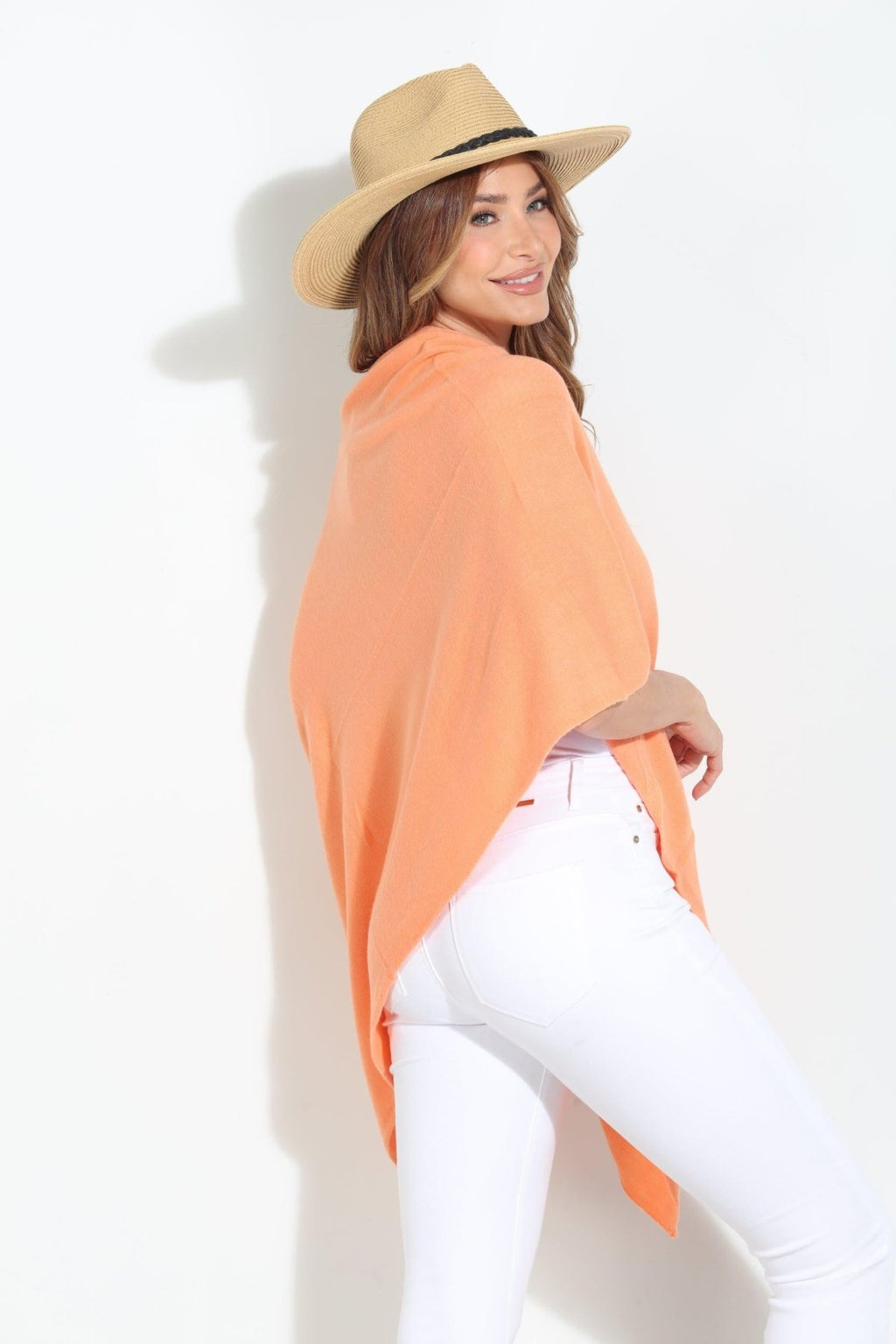 Tangerine Throw-On Poncho-NEW COLOR