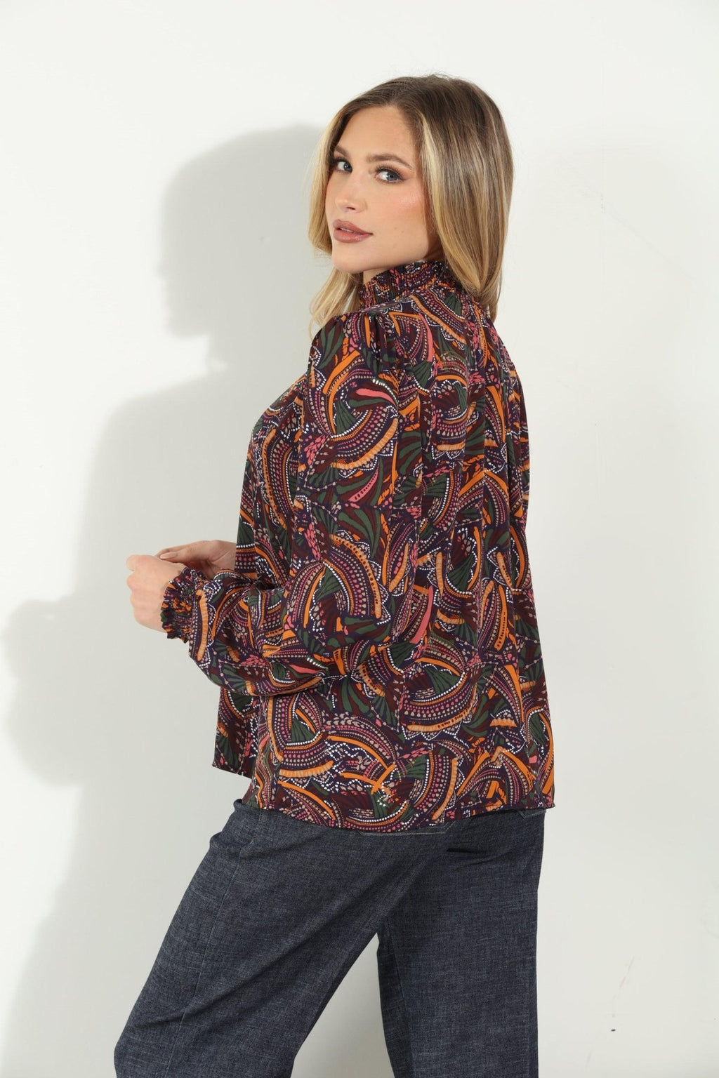 Albany Smocked Neck Blouse