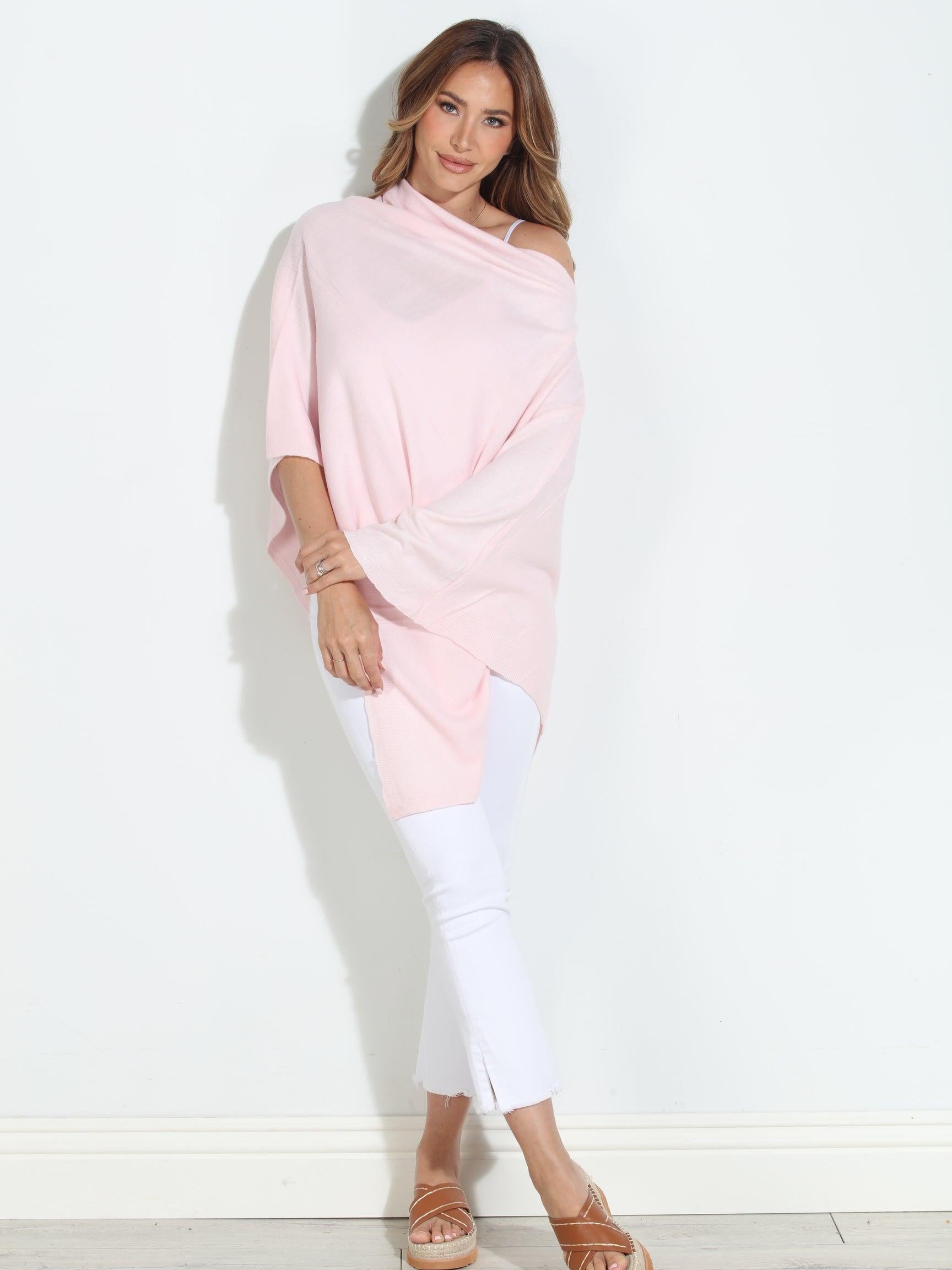 Pale Pink Throw-On Poncho