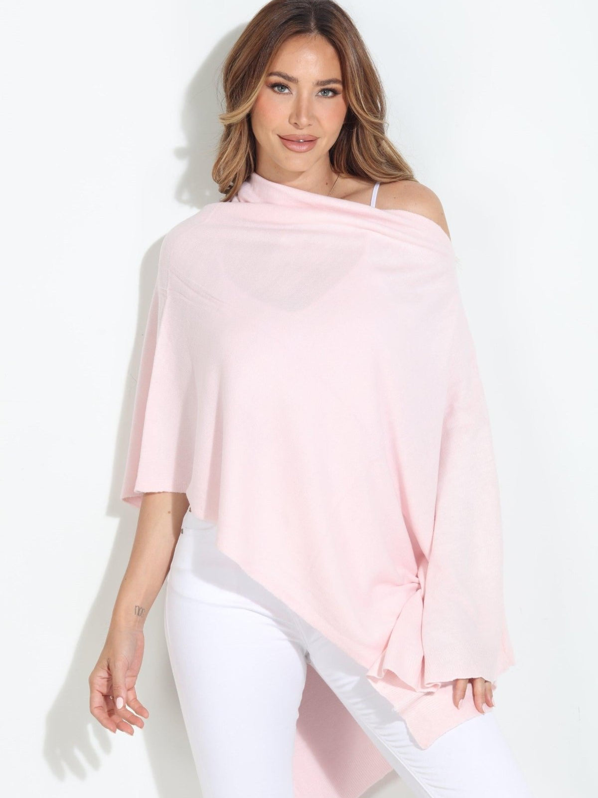 Pale Pink Throw-On Poncho