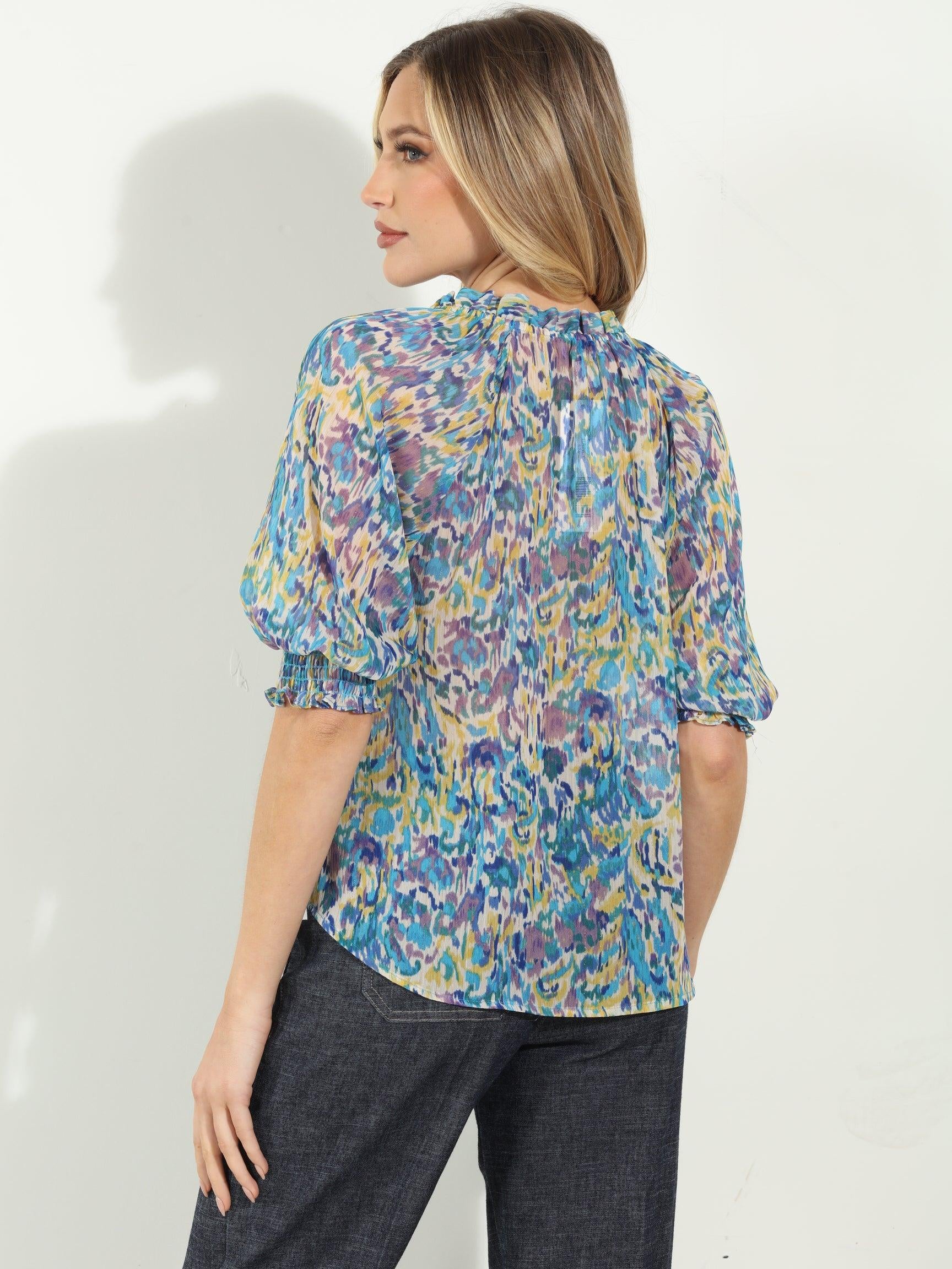 Rainey Split Neck Blouse-FINAL SALE