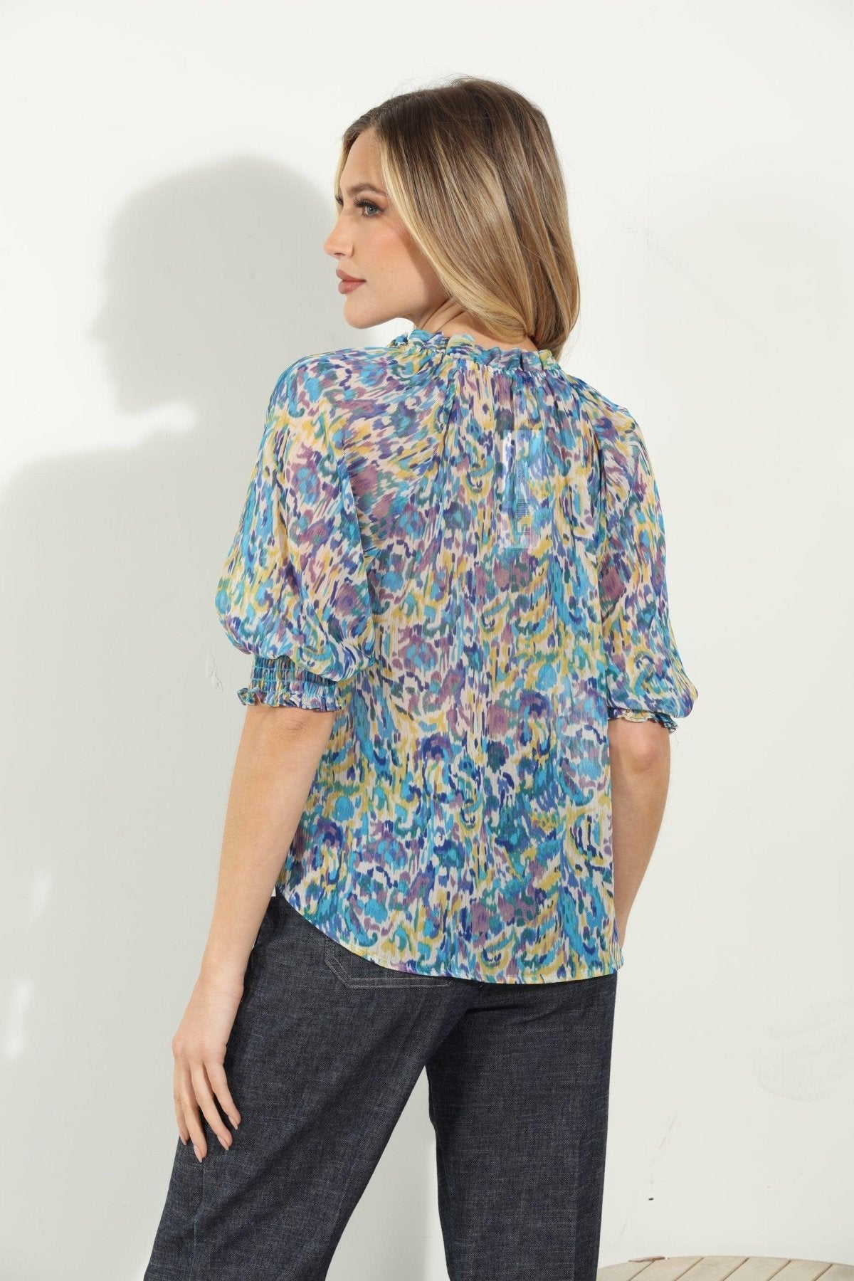 Rainey Split Neck Blouse-FINAL SALE