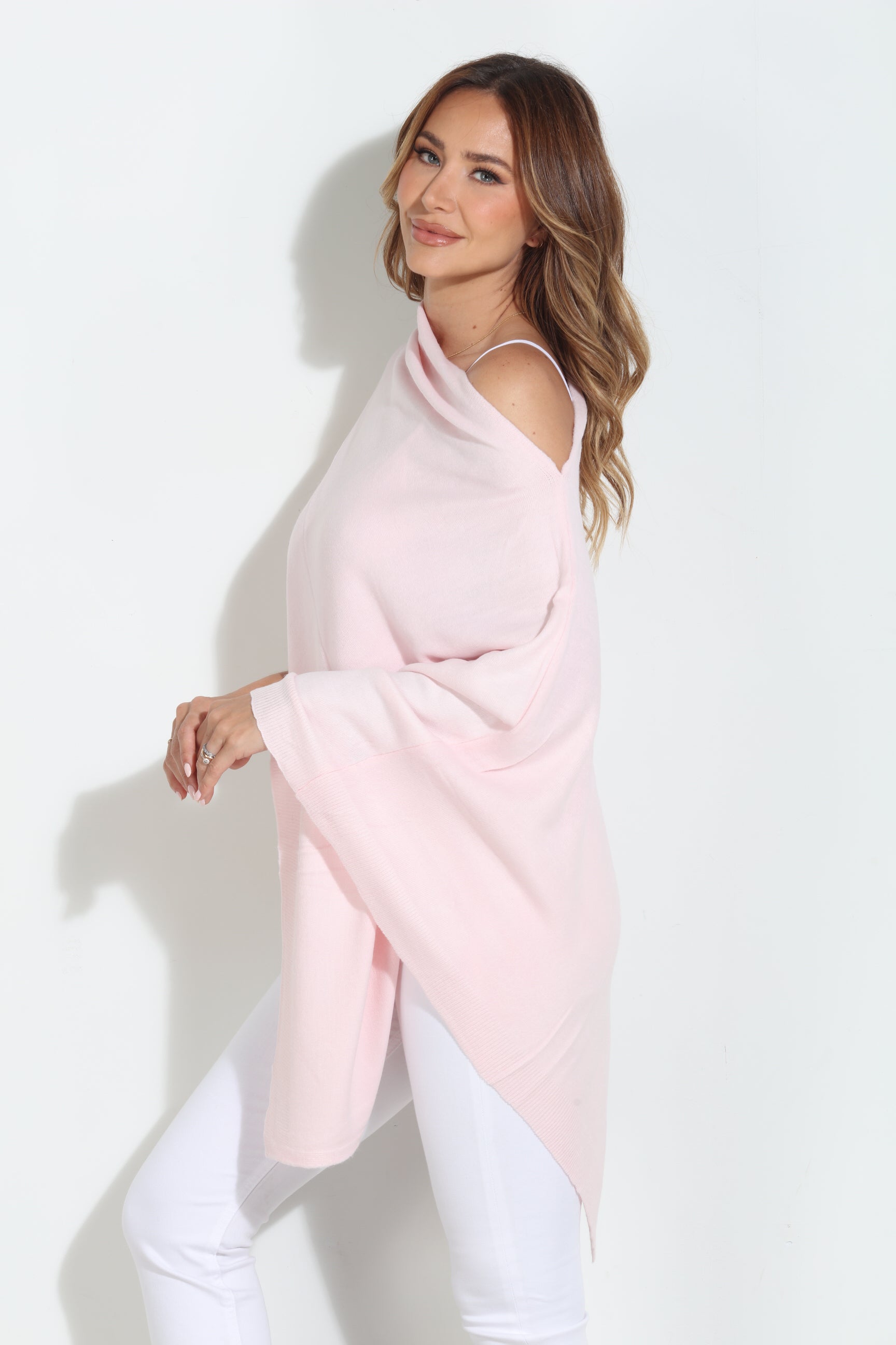Pale Pink Throw-On Poncho-NEW COLOR