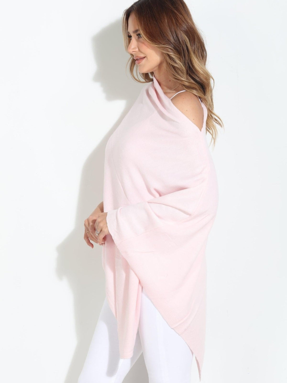 Pale Pink Throw-On Poncho