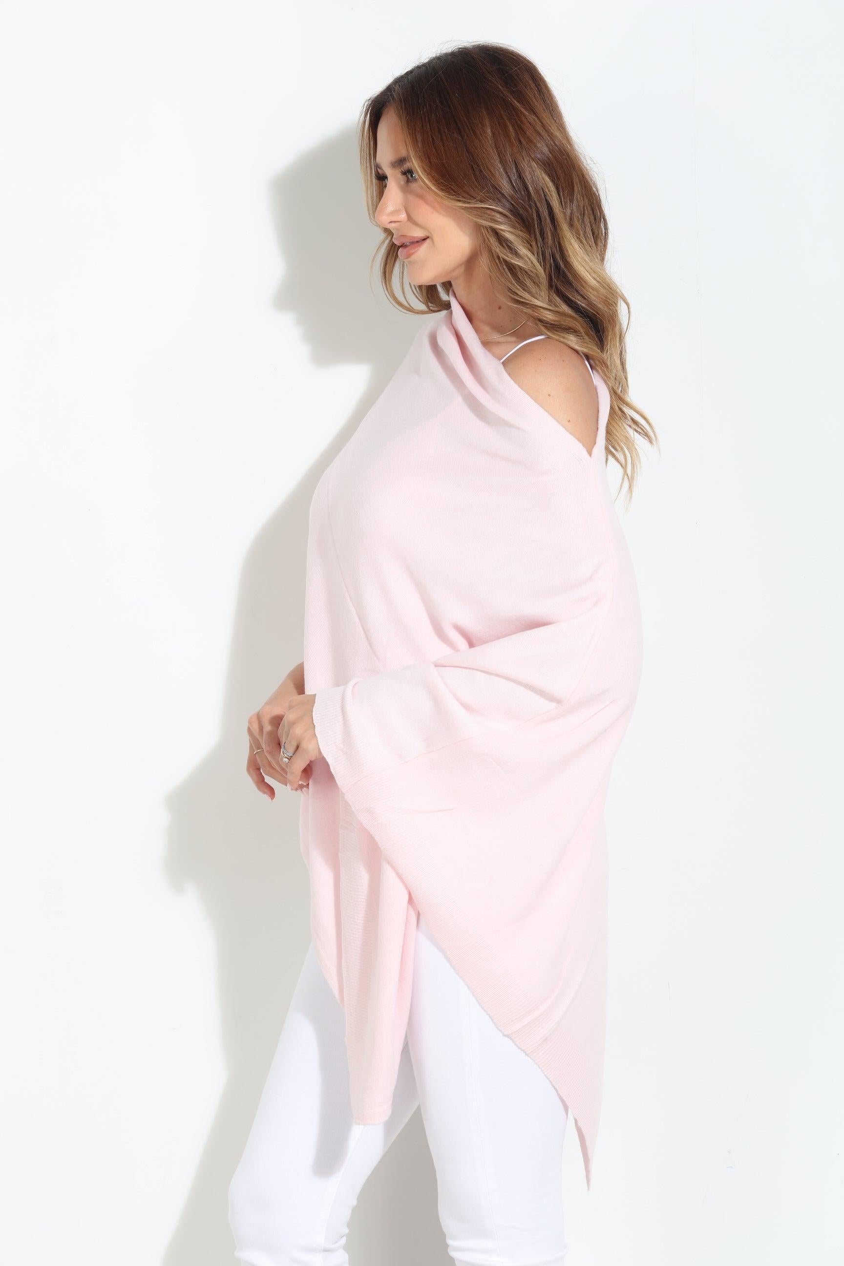 Pale Pink Throw-On Poncho