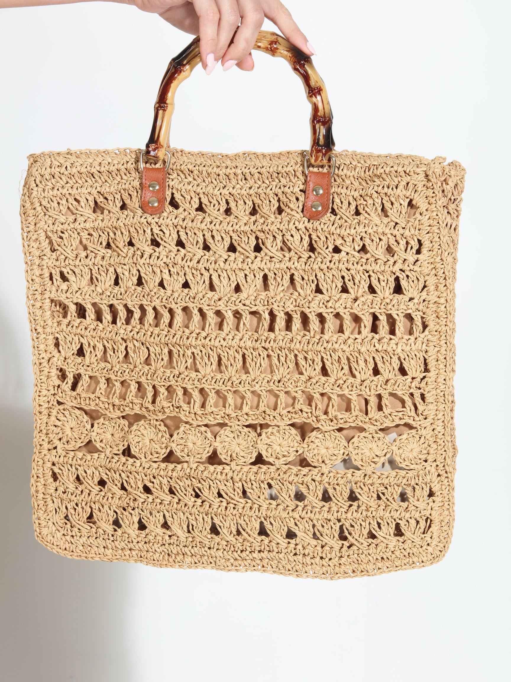 Marine Raffia Crochet Handbag