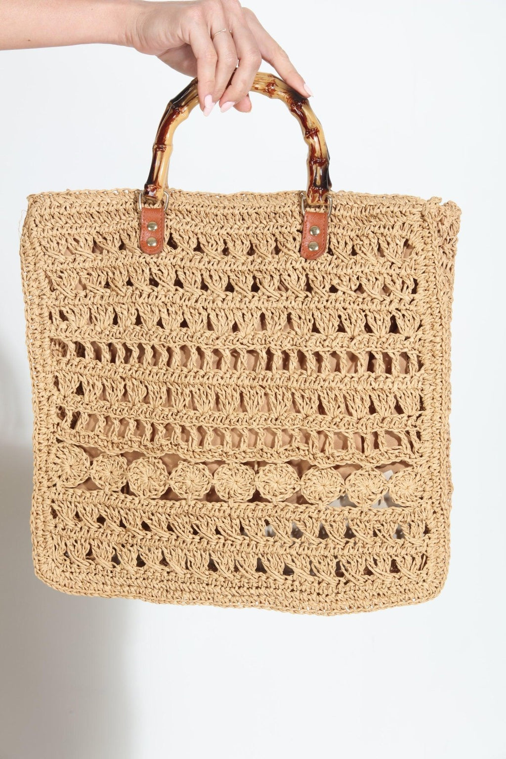 Marine Raffia Crochet Handbag