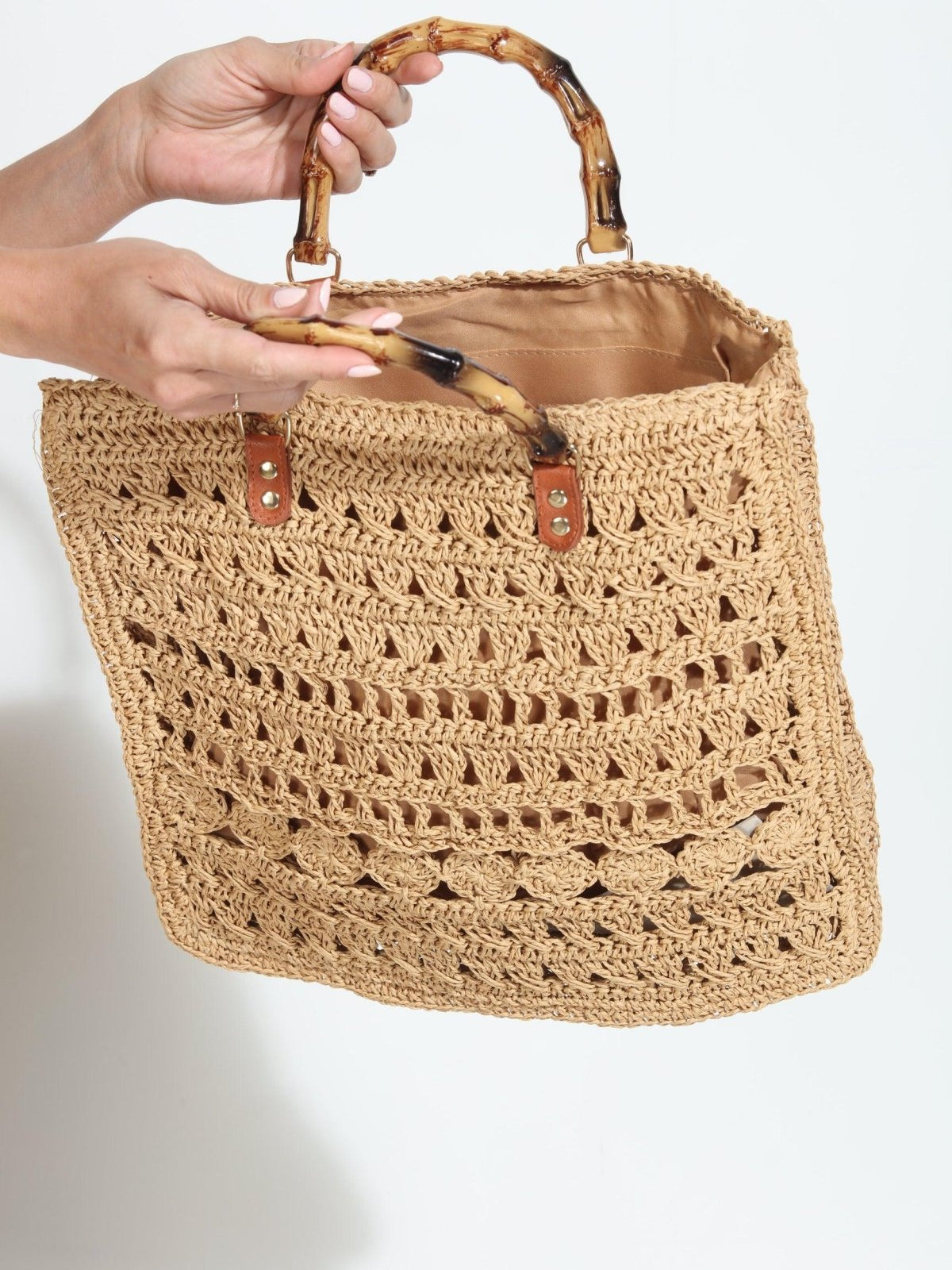 Marine Raffia Crochet Handbag