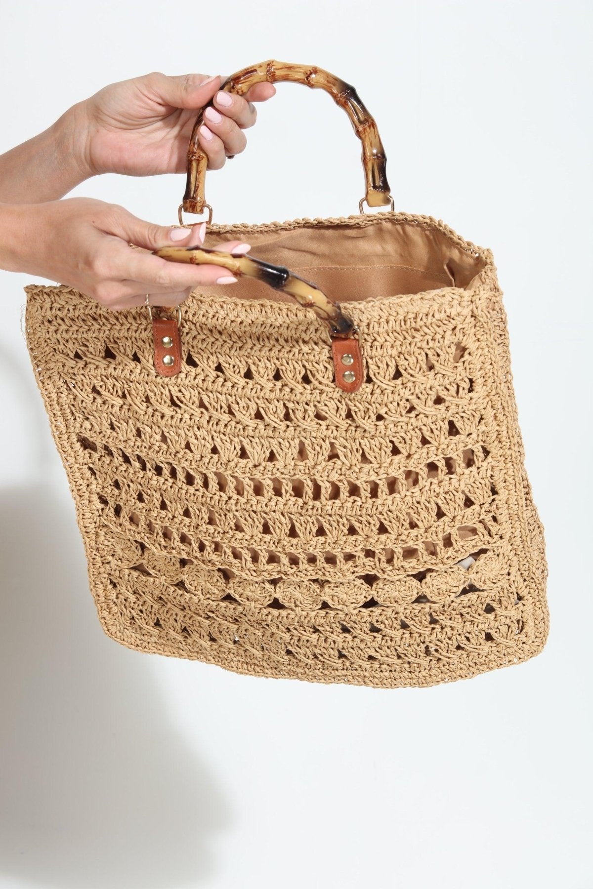 Marine Raffia Crochet Handbag