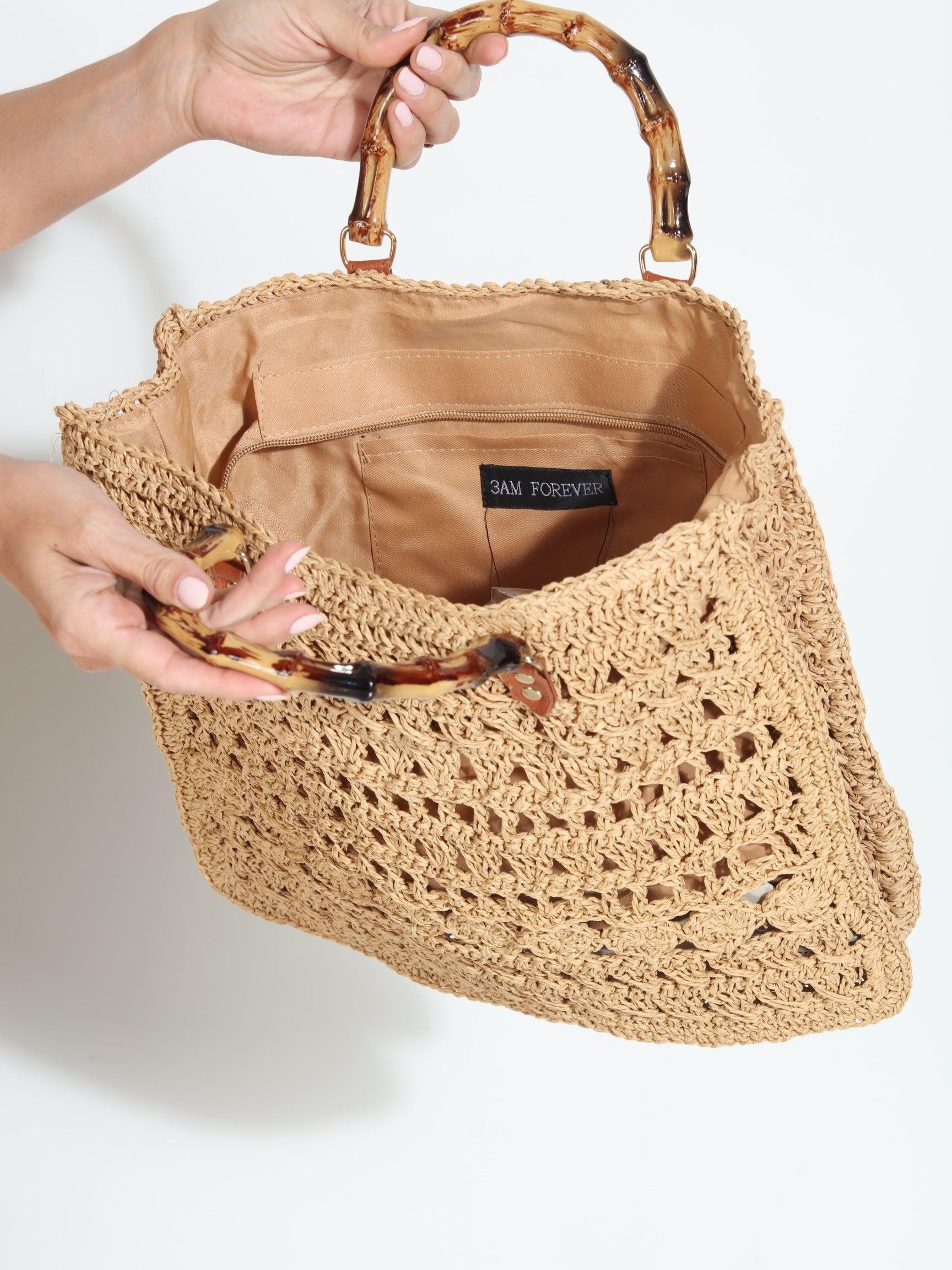 Marine Raffia Crochet Handbag