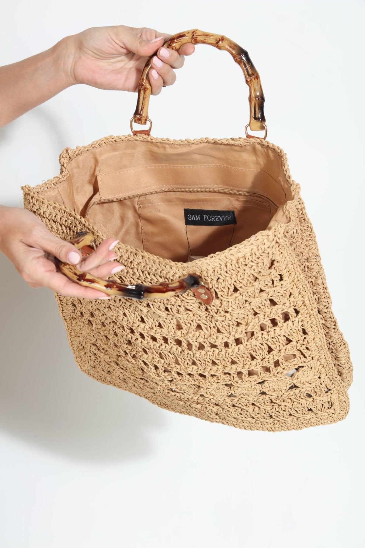 Marine Raffia Crochet Handbag