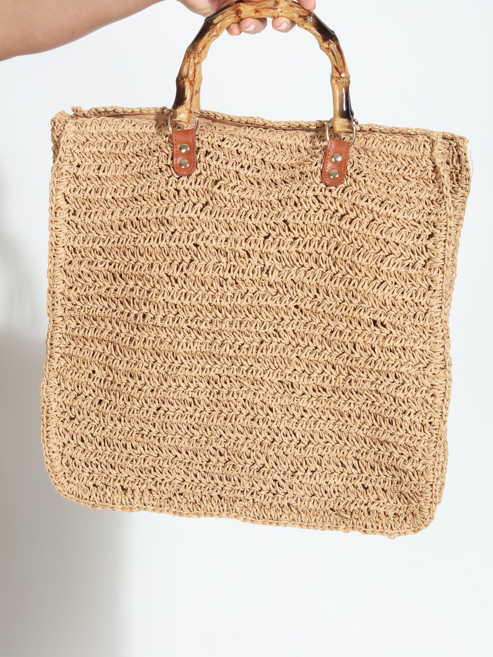 Marine Raffia Crochet Handbag