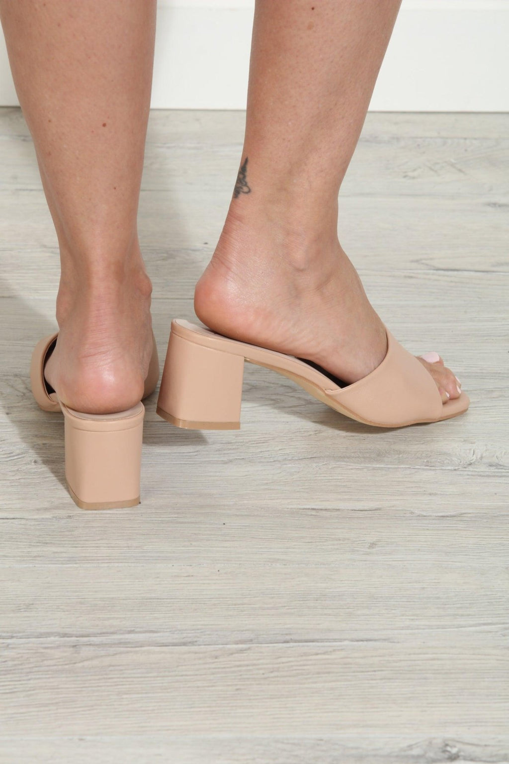 Eliza Nude Mule Heels
