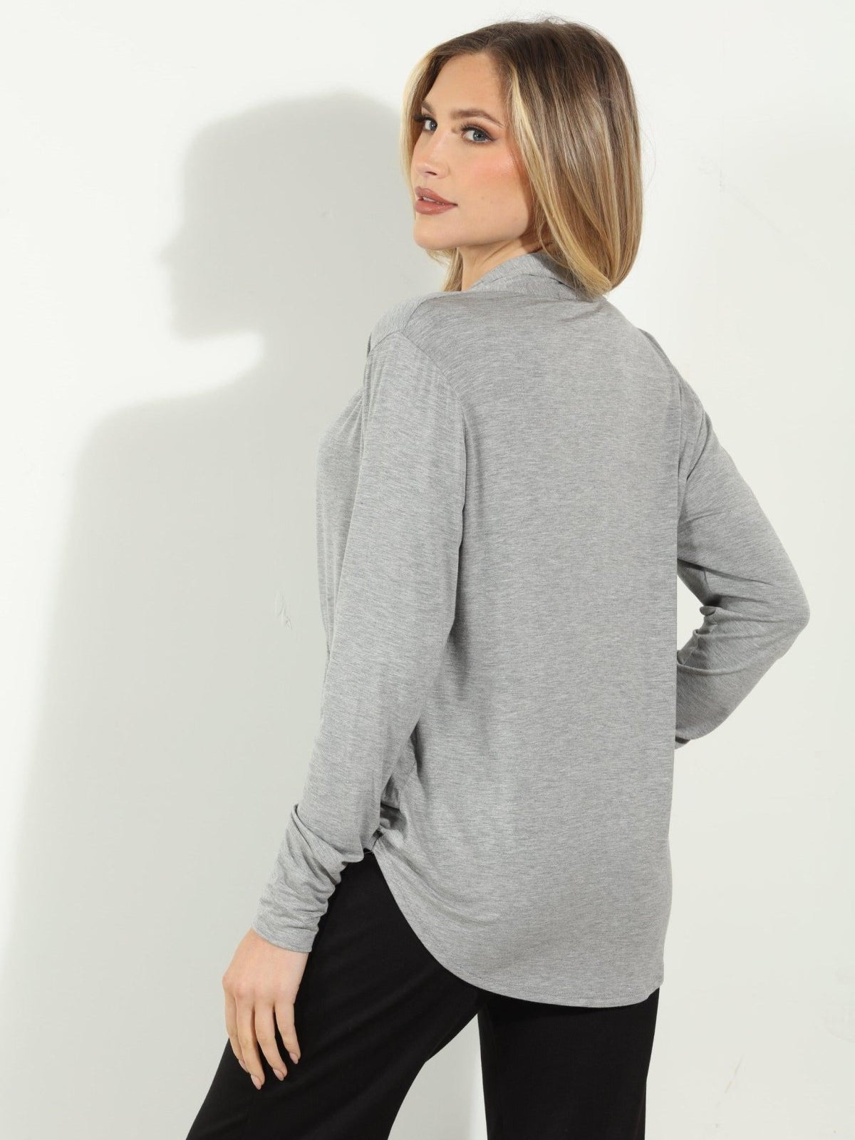 Heather Cupro Draped Surplice Top-FINAL SALE