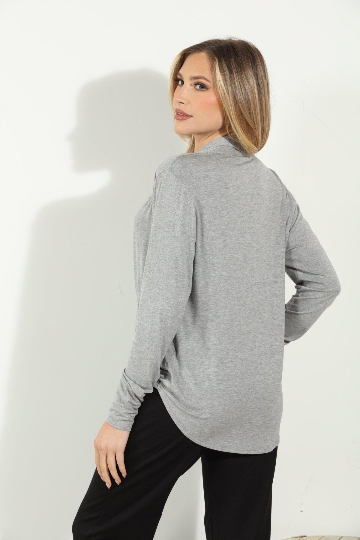 Heather Cupro Draped Surplice Top-FINAL SALE