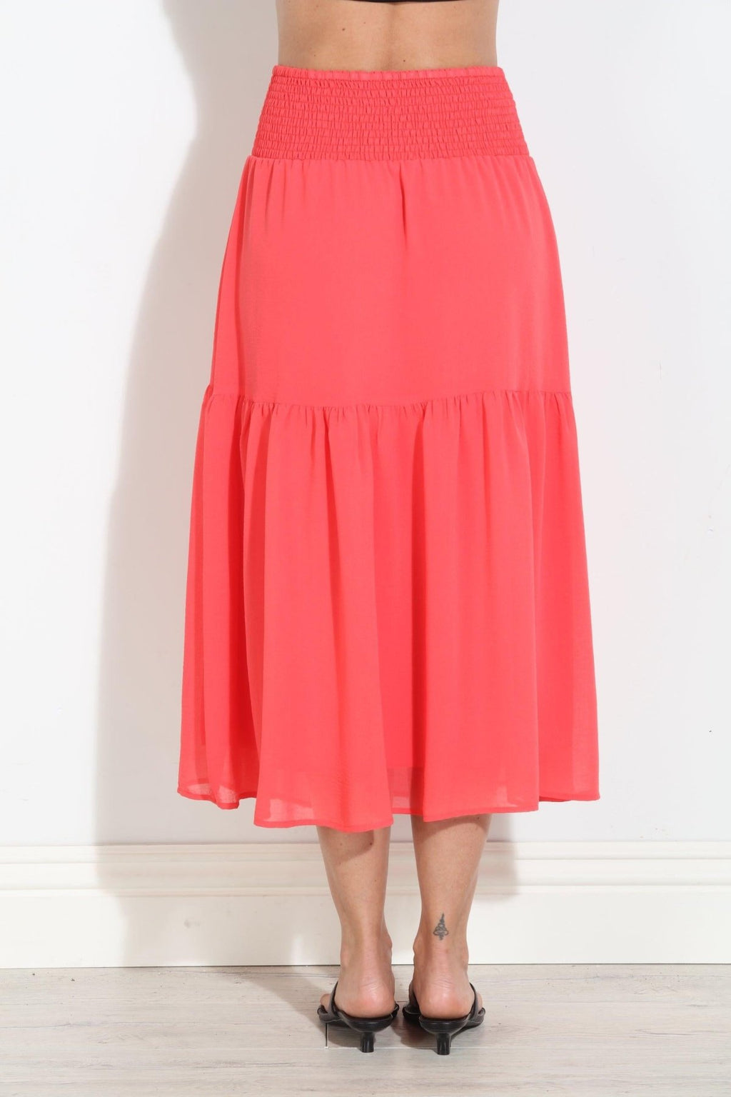 Persimmon Chiffon Ruffle Midi Skirt-BEST SELLER