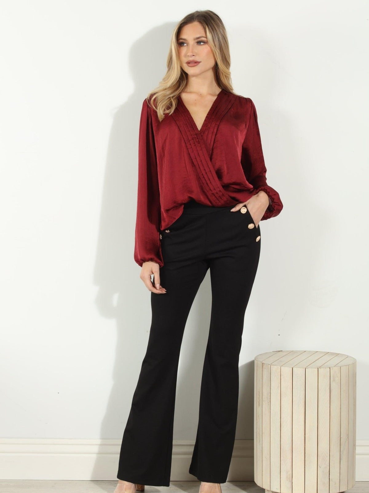 Black Ponti Button Pants-BEST SELLER