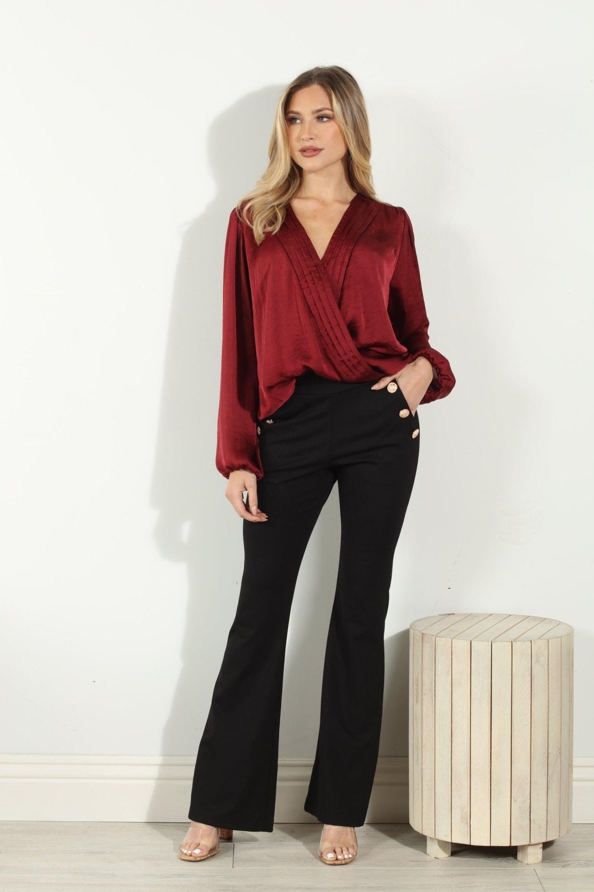 Black Ponti Button Pants-BEST SELLER