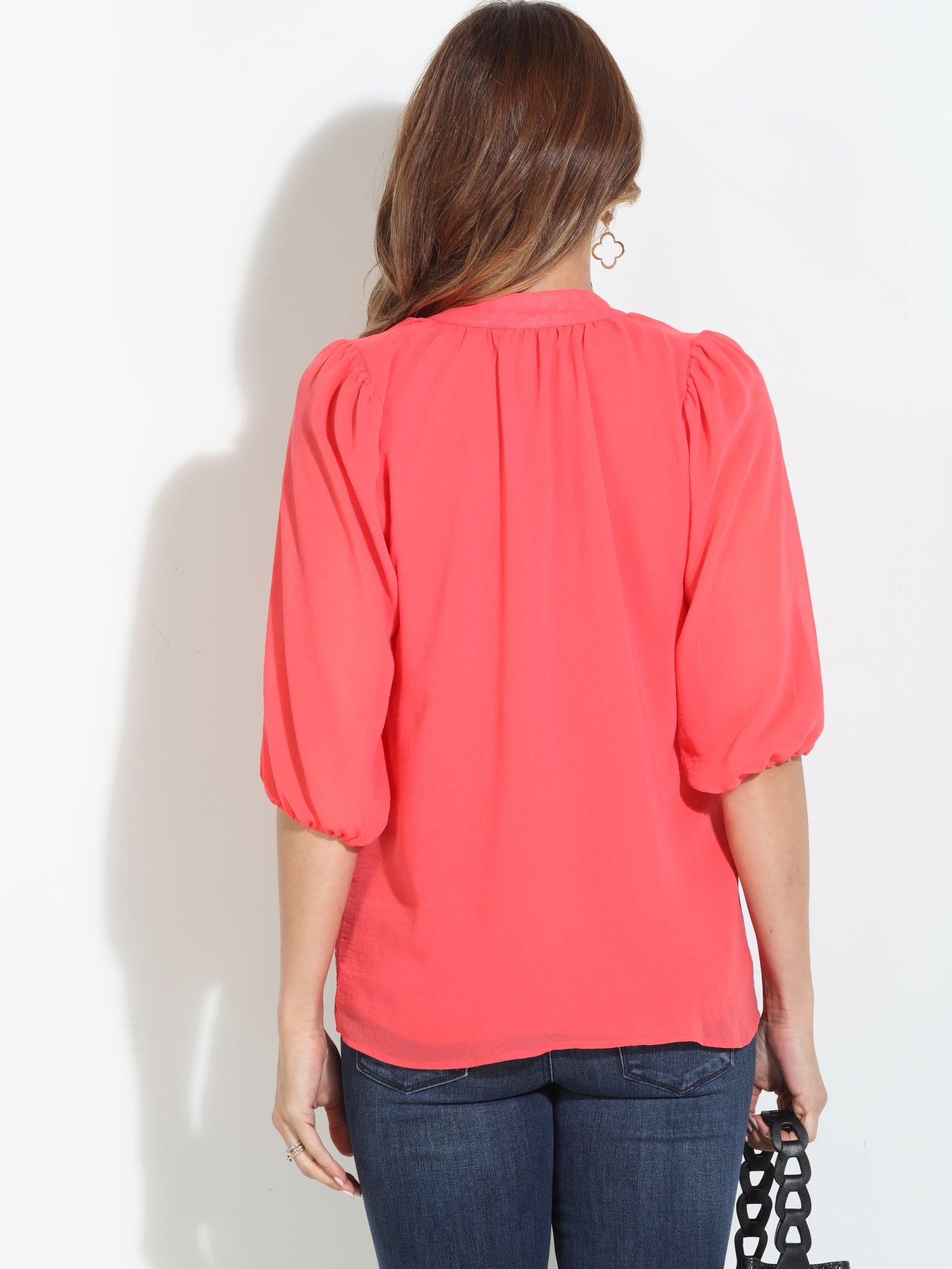 Persimmon Split-Neck Blouse-BEST SELLER