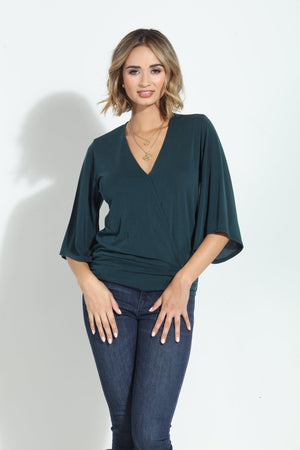 Emerald Cupro Kimono Banded Top-BEST SELLER