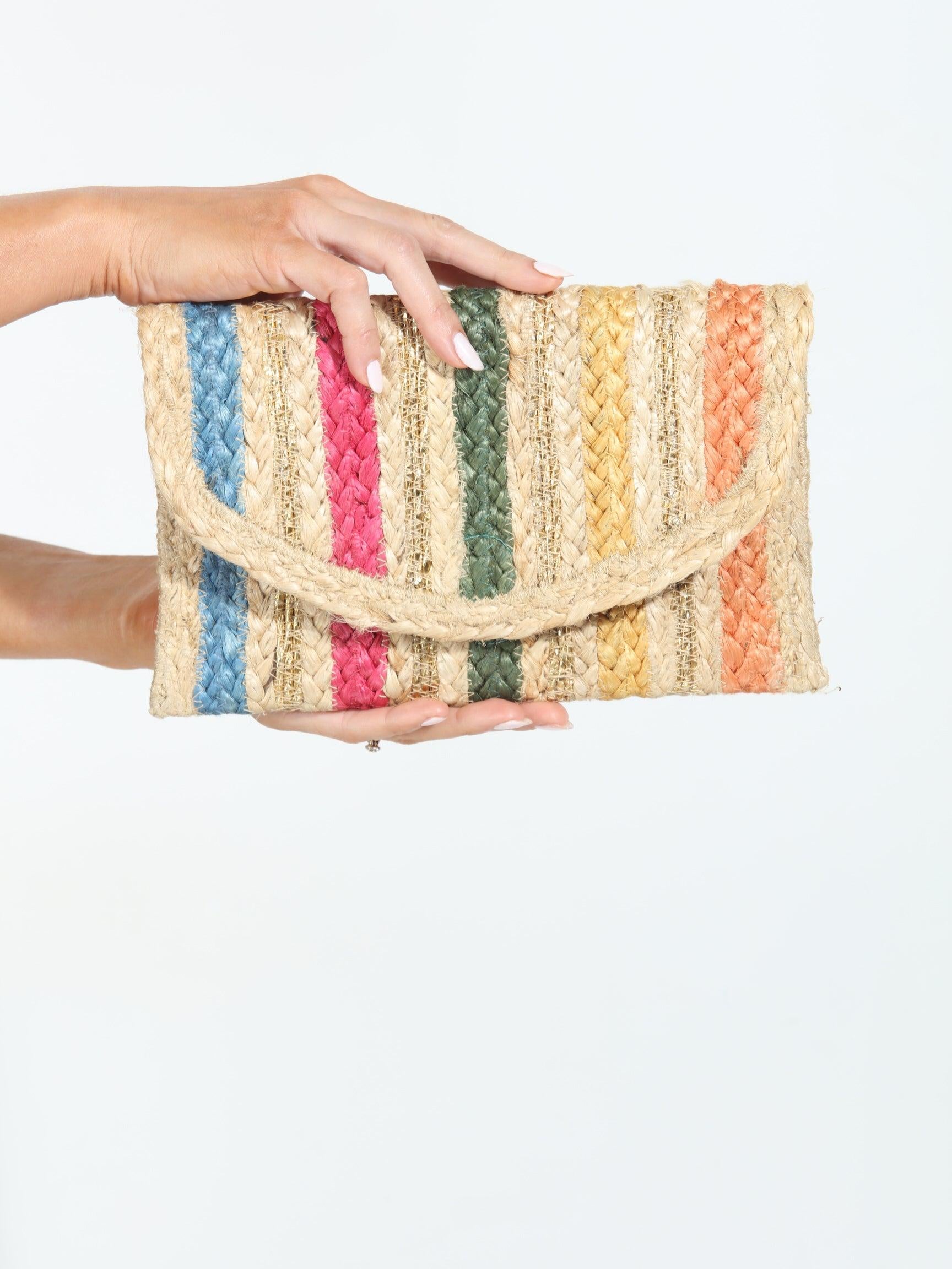 Brie Multicolor Jute Clutch
