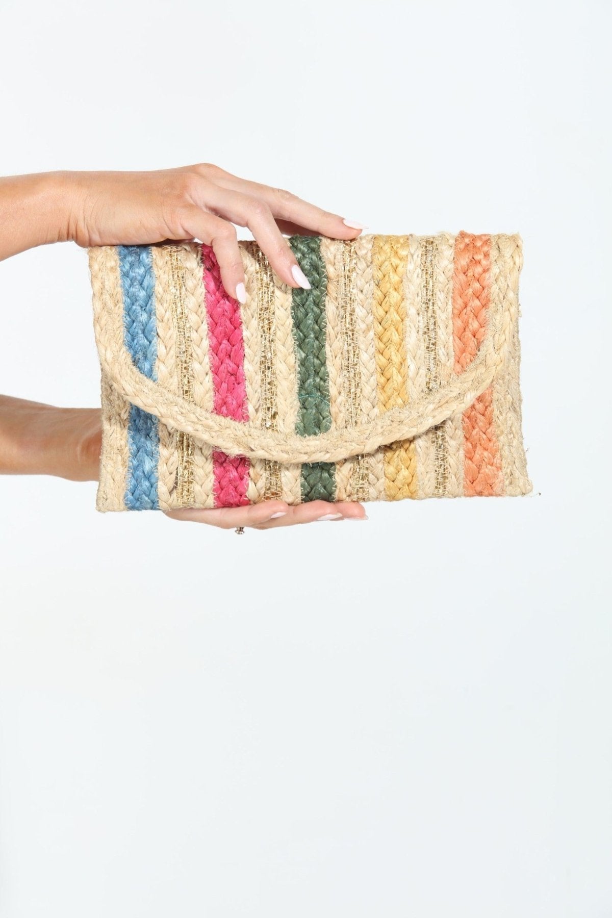 Brie Multicolor Jute Clutch