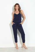 Navy Spaghetti Drop Waist Jumpsuit-BEST SELLER