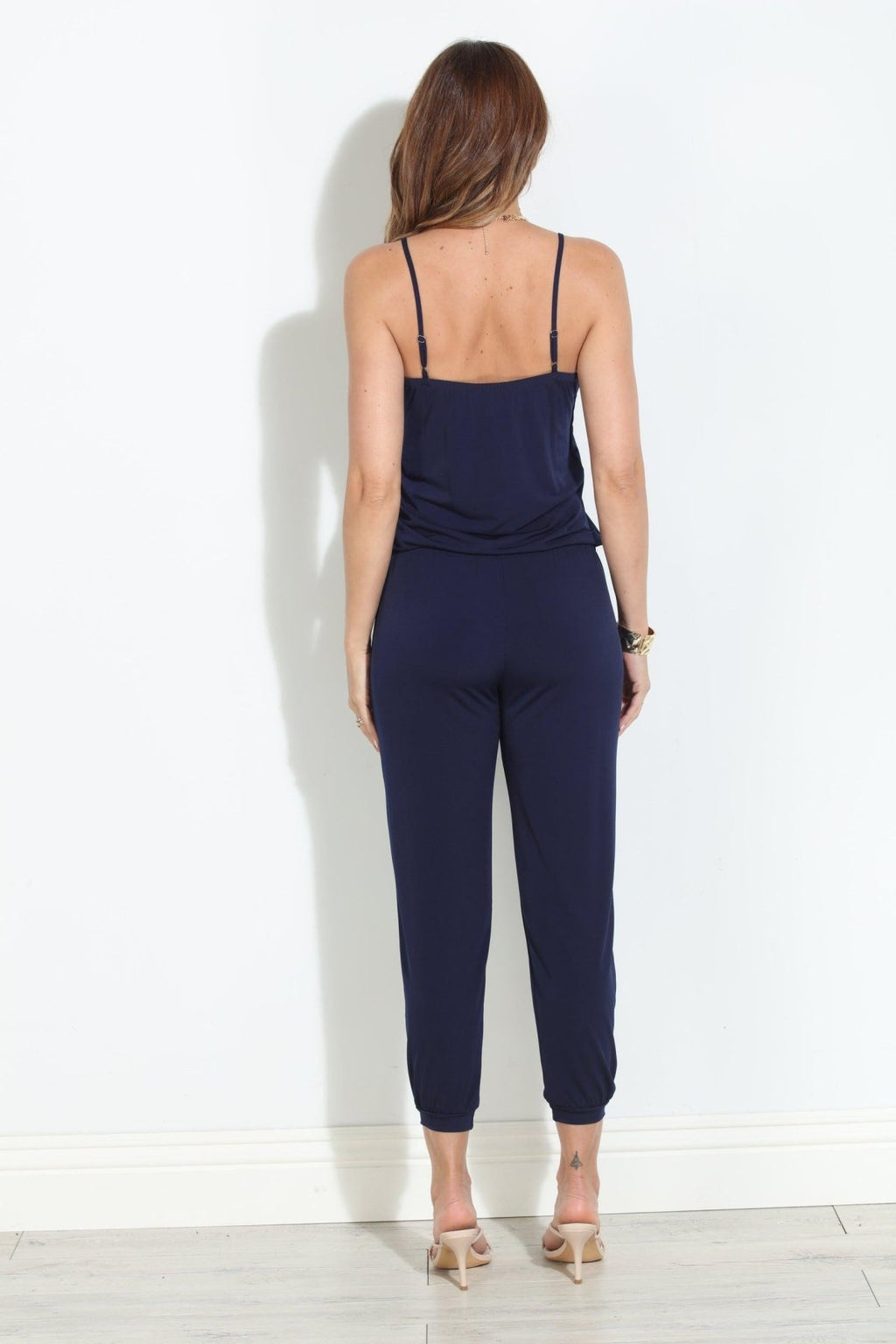Navy Spaghetti Drop Waist Jumpsuit-BEST SELLER