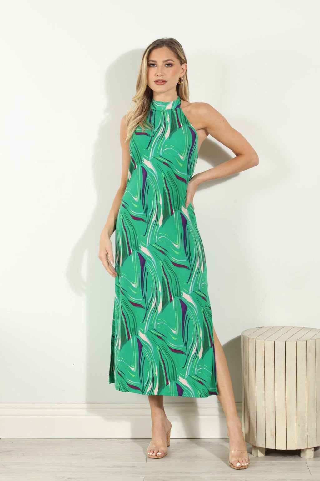 Gail Stretch Halter Midi Dress-FINAL SALE