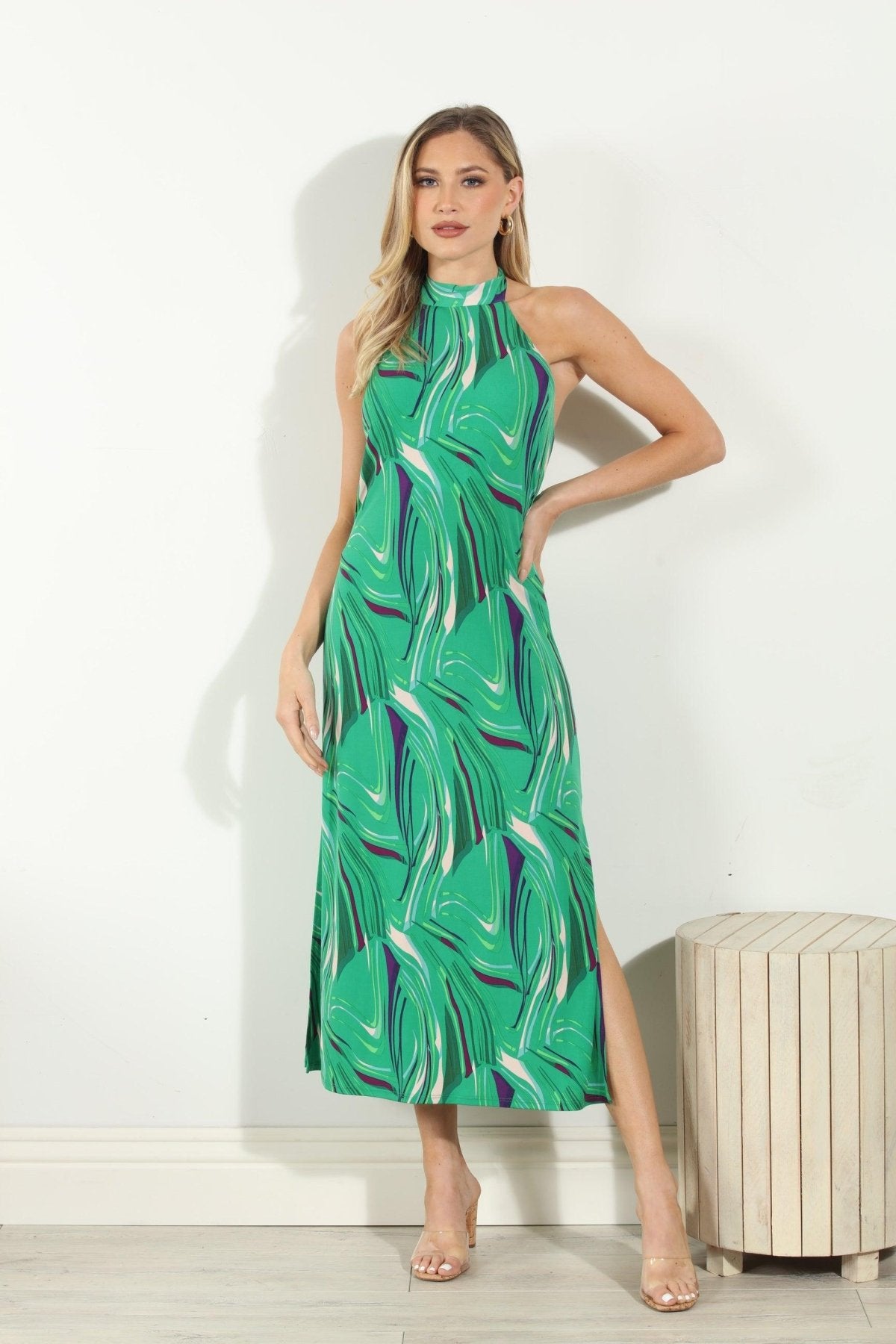 Gail Stretch Halter Midi Dress-FINAL SALE