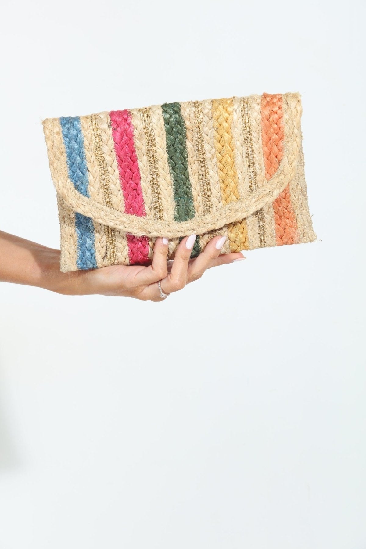 Brie Multicolor Jute Clutch