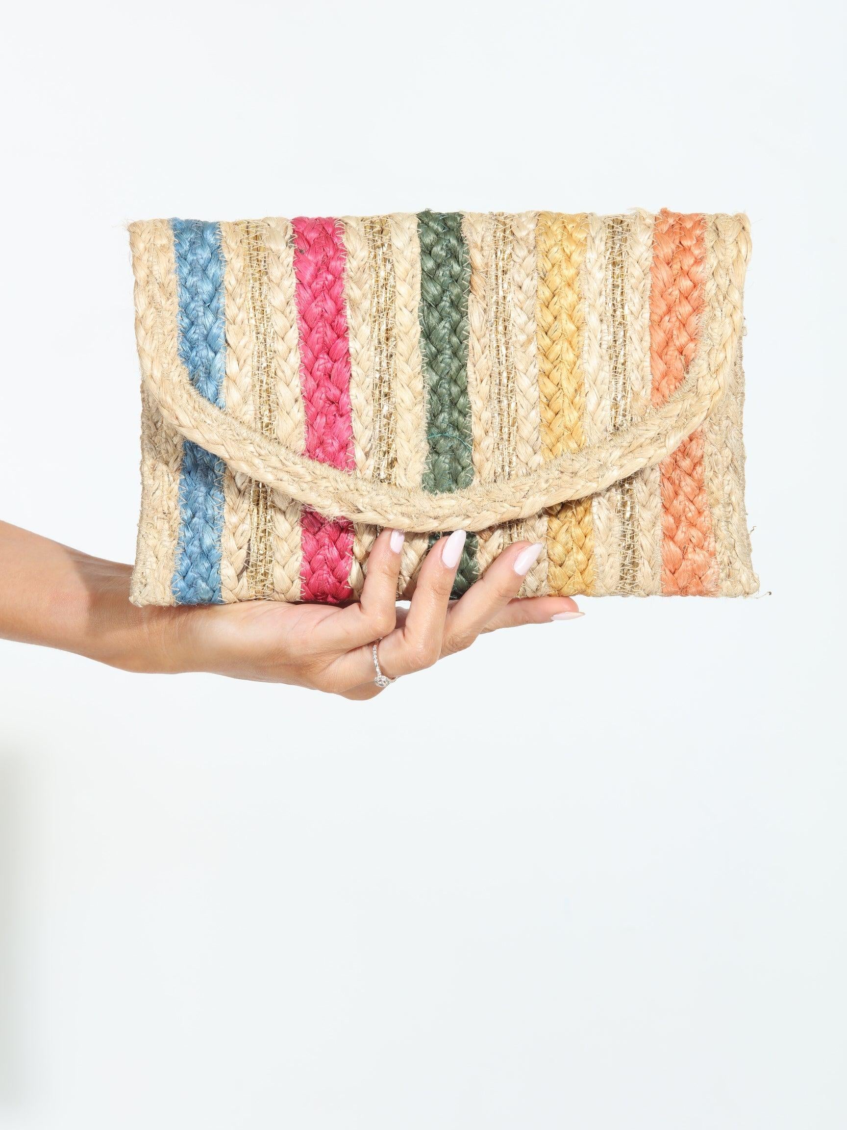 Brie Multicolor Jute Clutch