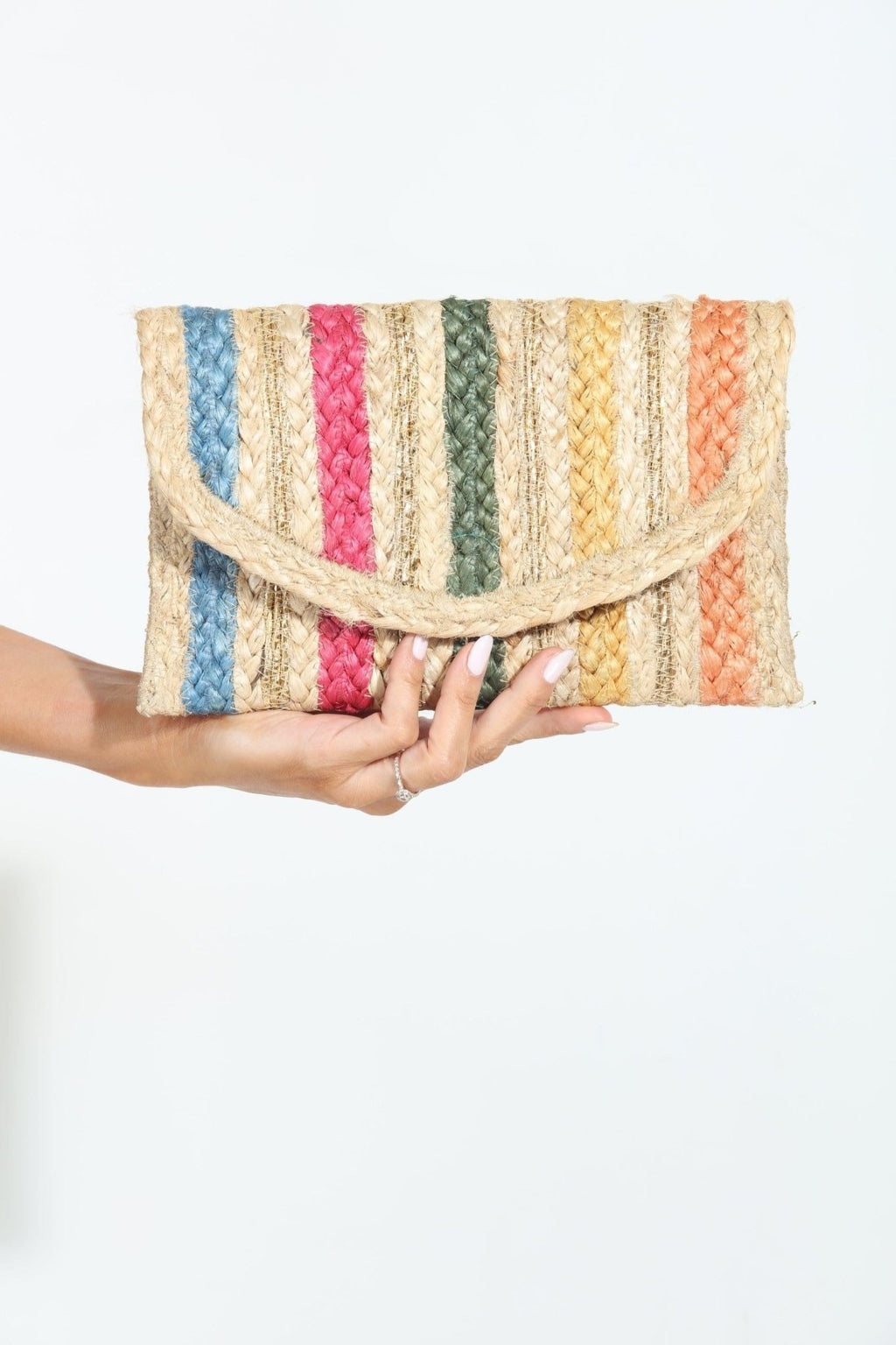 Brie Multicolor Jute Clutch