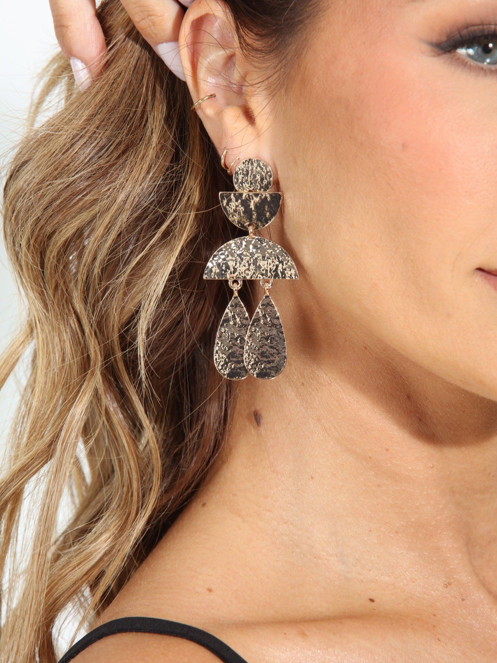 Petra Hammered Gold Statement Earrings