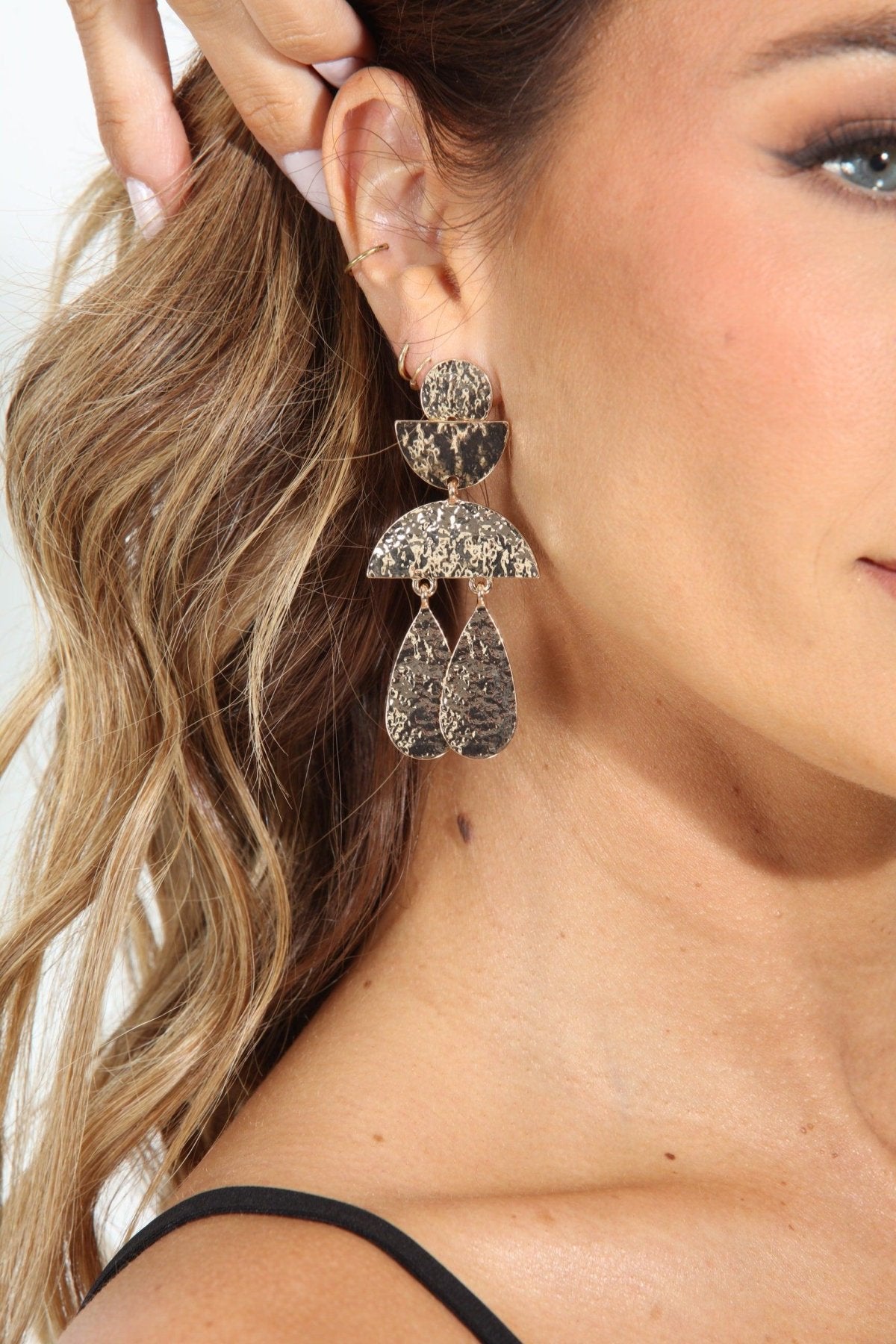 Petra Hammered Gold Statement Earrings