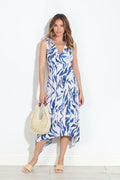 Ocean Stretch Sleeveless Midi Dress-FINAL SALE