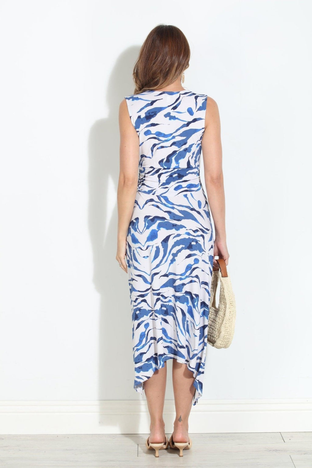 Ocean Stretch Sleeveless Midi Dress-FINAL SALE