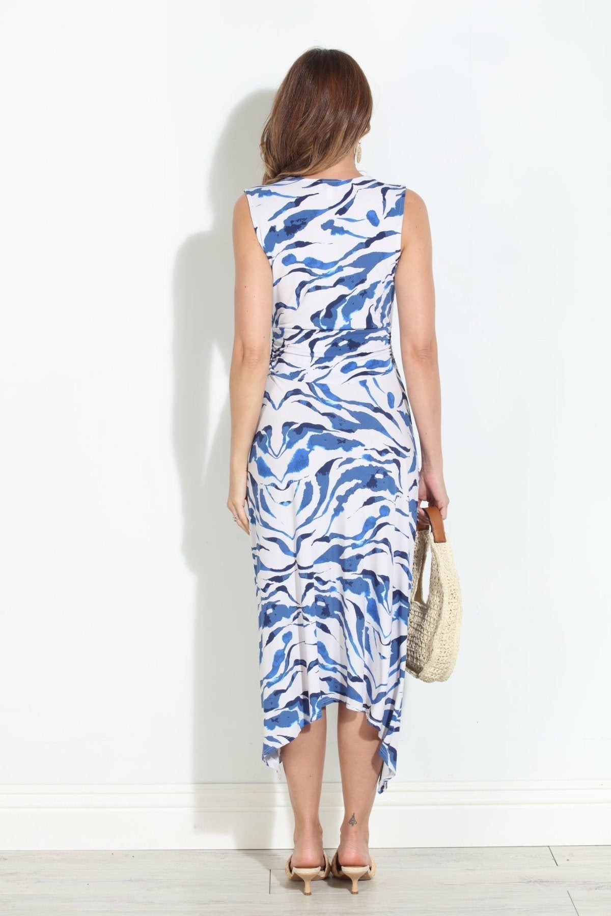 Ocean Stretch Sleeveless Midi Dress-FINAL SALE