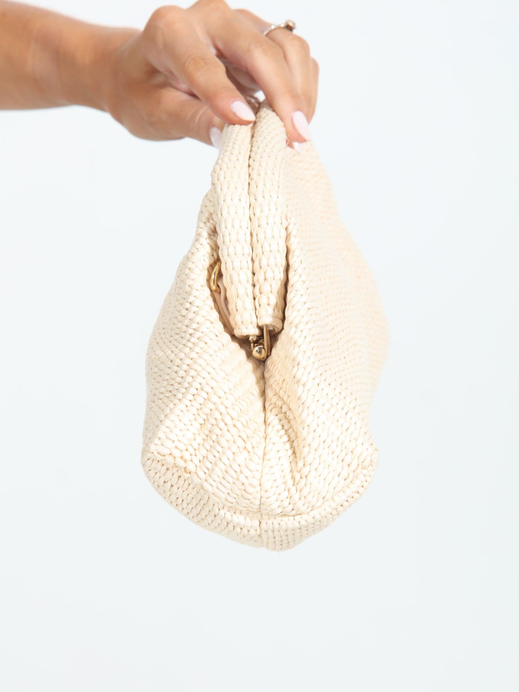 Stella Ivory Woven Clutch