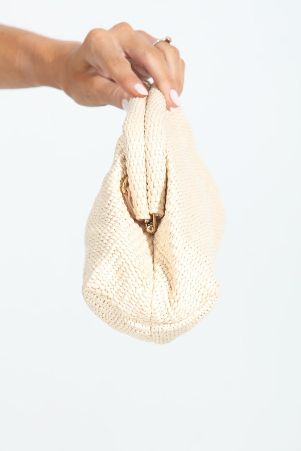 Stella Ivory Woven Clutch