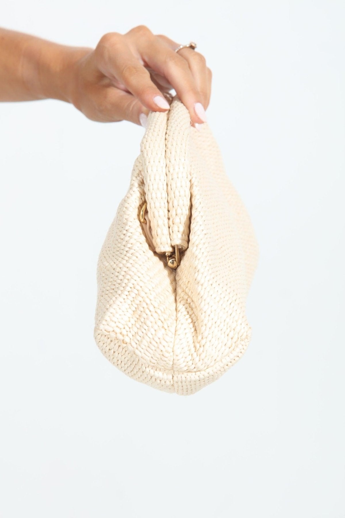 Stella Ivory Woven Clutch