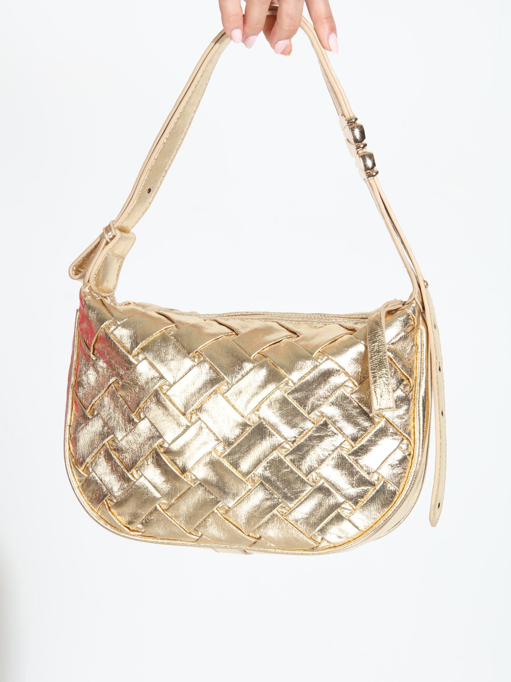 Kamille Gold Metallic Shoulder Bag