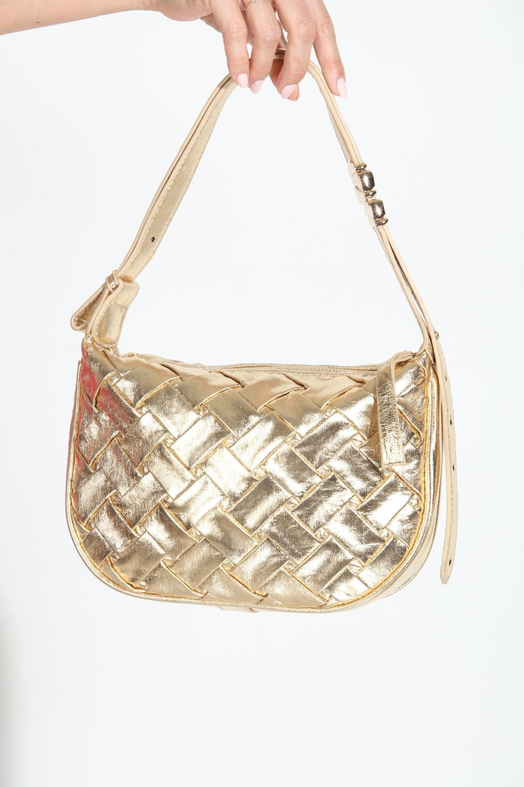 Kamille Gold Metallic Shoulder Bag