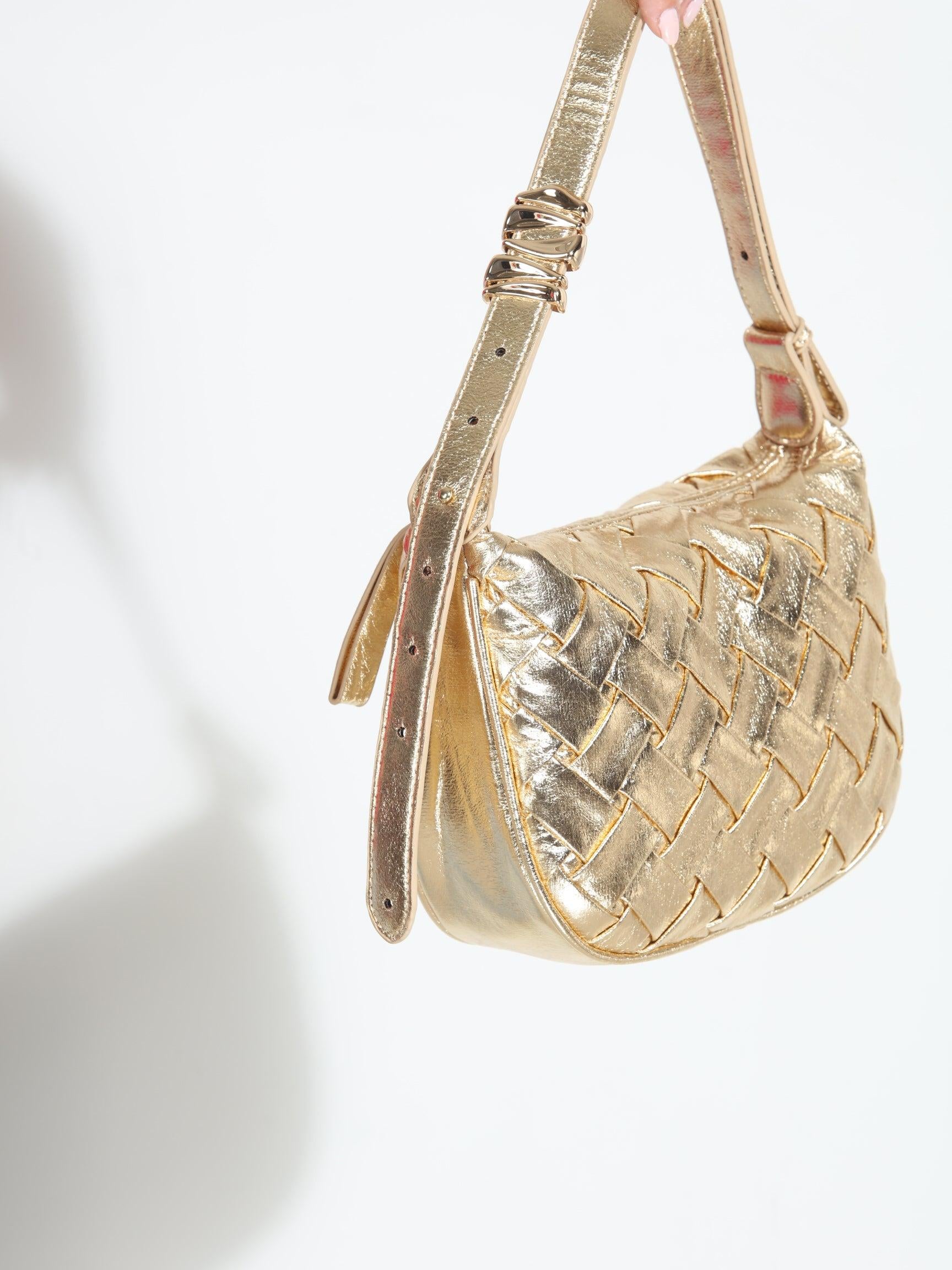 Kamille Gold Metallic Shoulder Bag