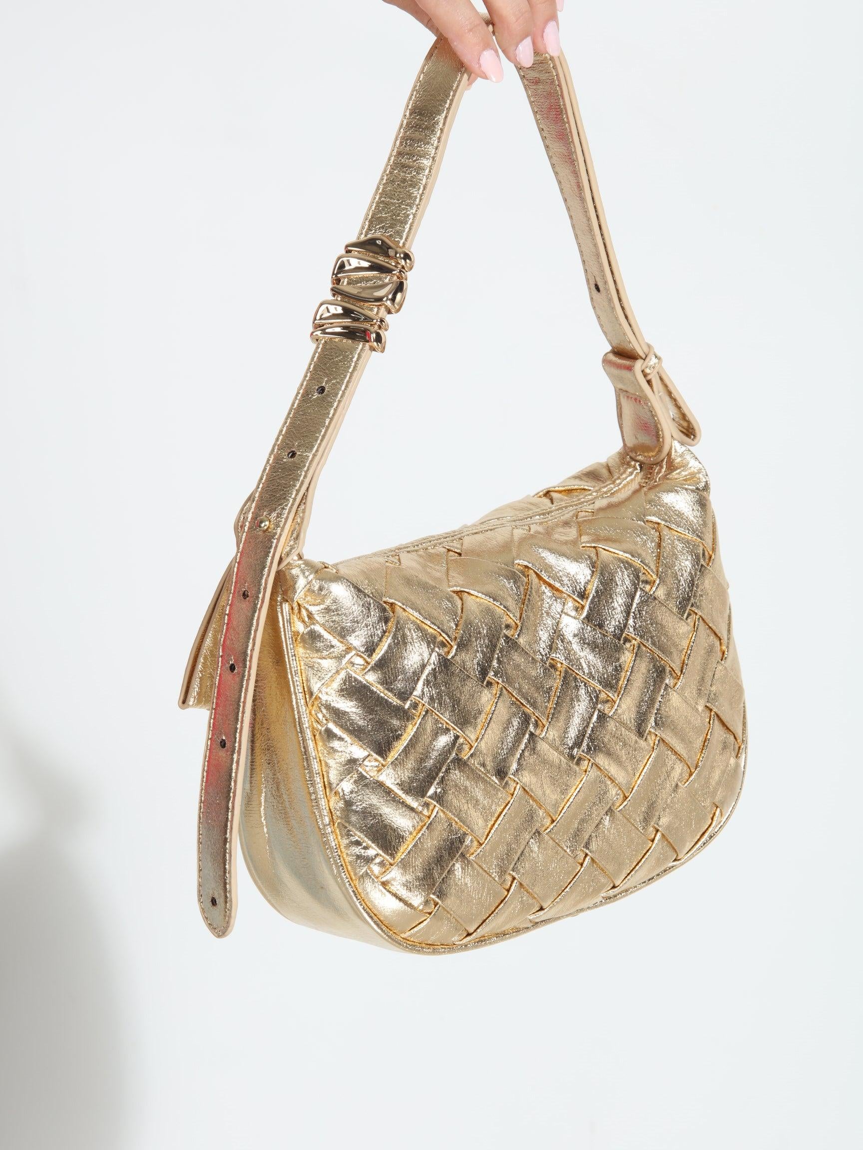 Kamille Gold Metallic Shoulder Bag