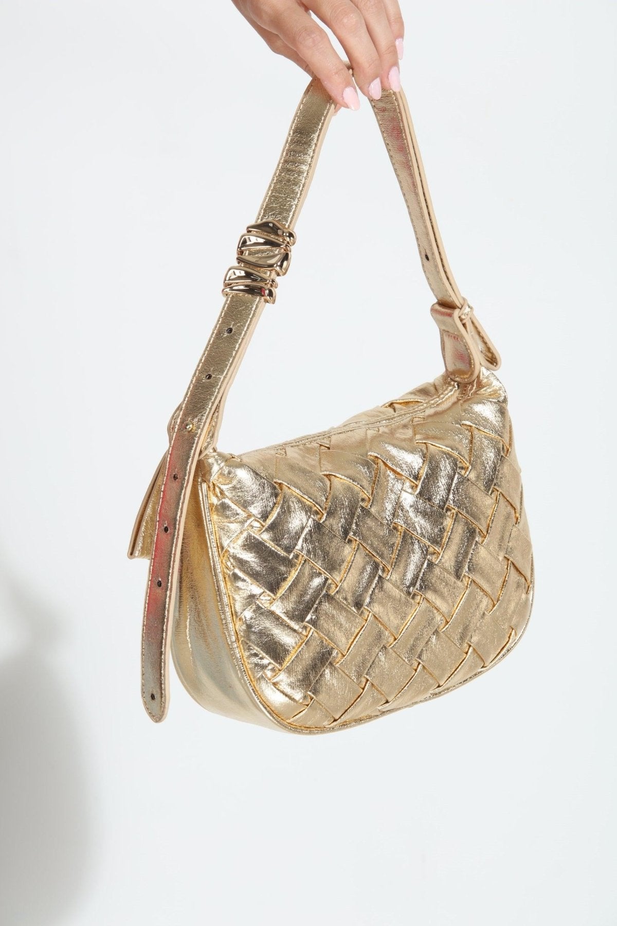 Kamille Gold Metallic Shoulder Bag