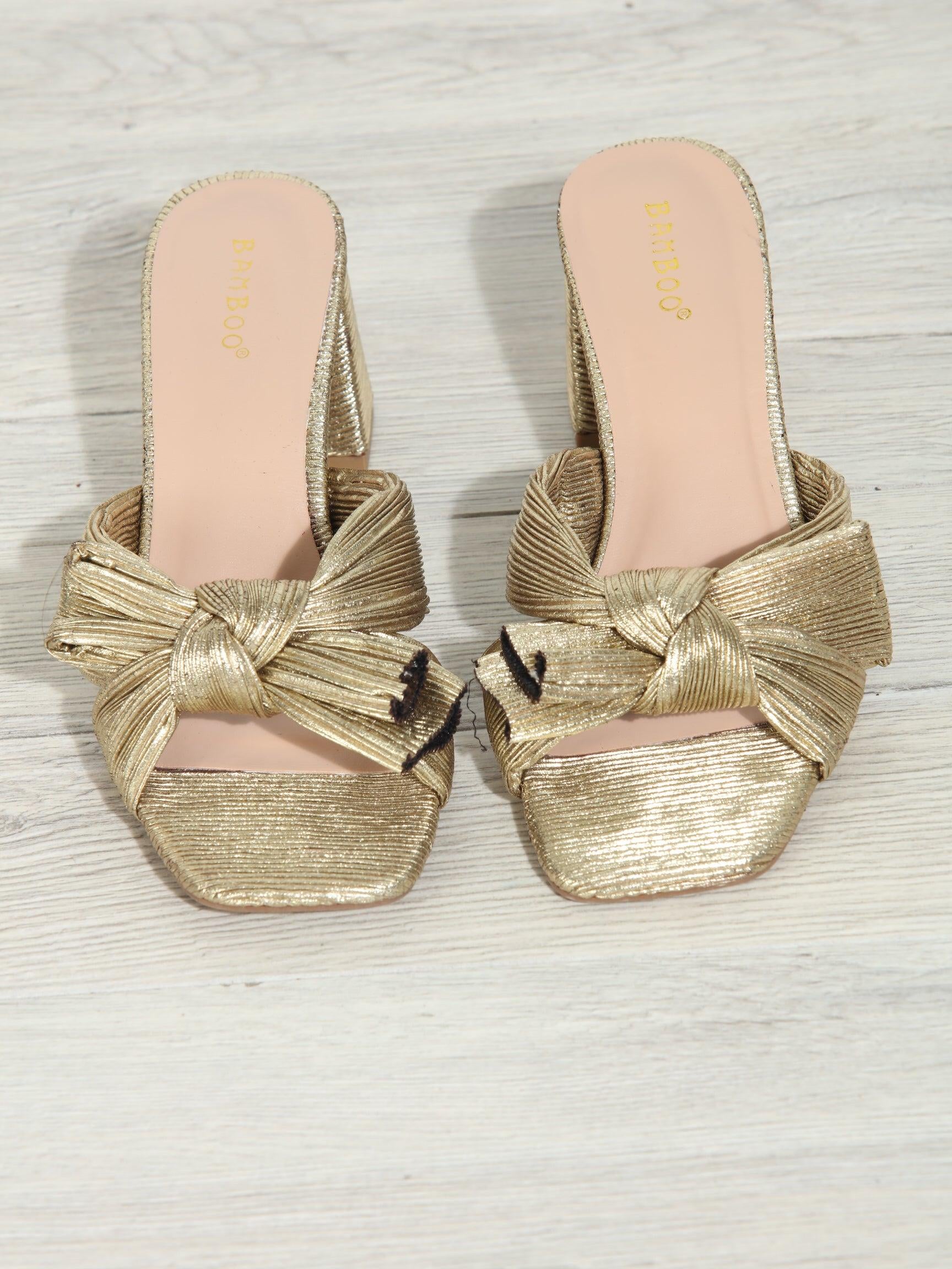 Vera Bow Heeled Sandal- Gold