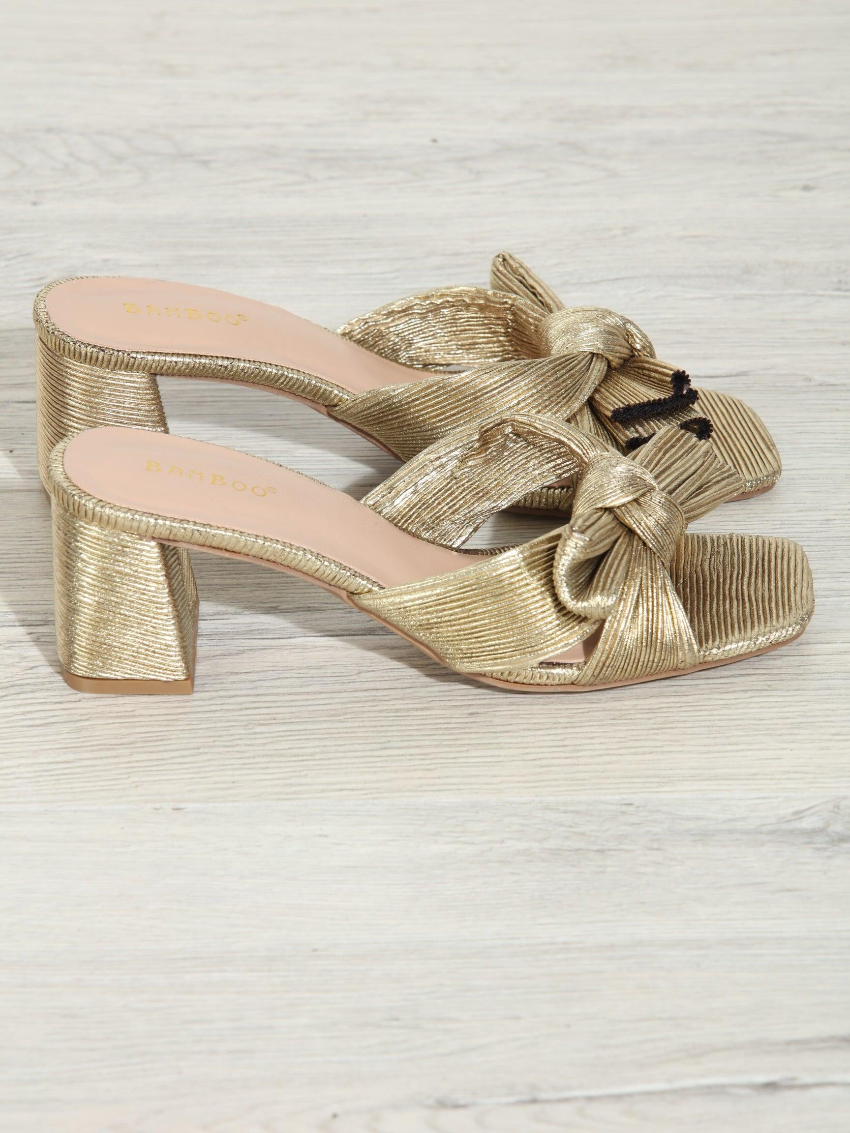 Vera Bow Heeled Sandal- Gold