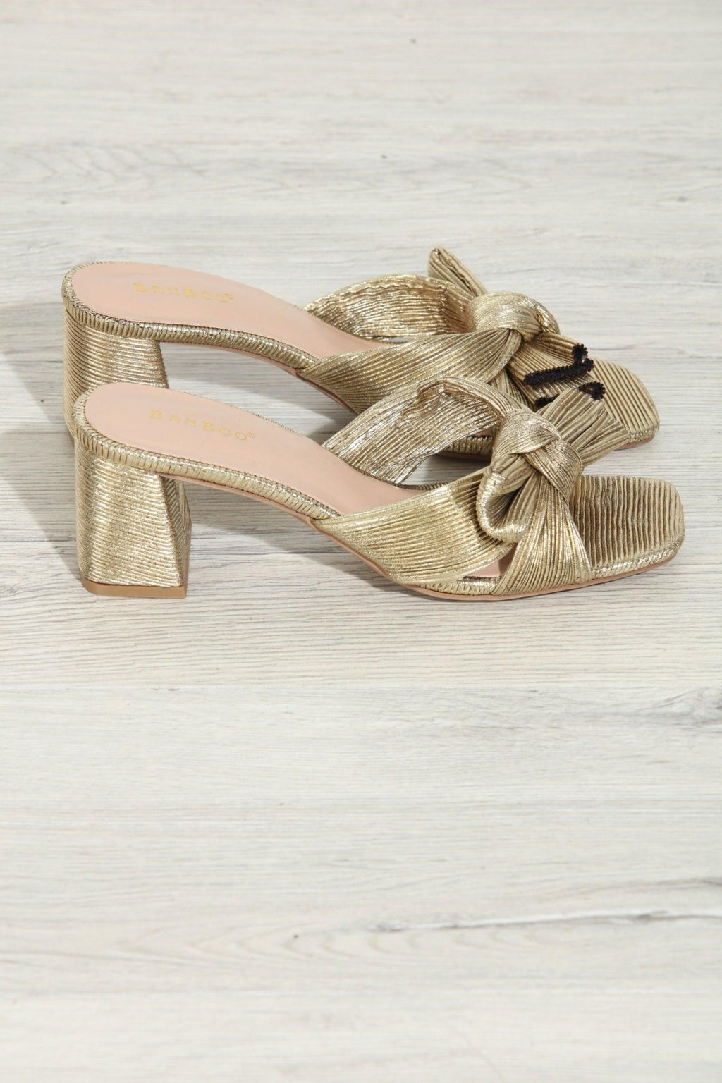 Vera Bow Heeled Sandal- Gold